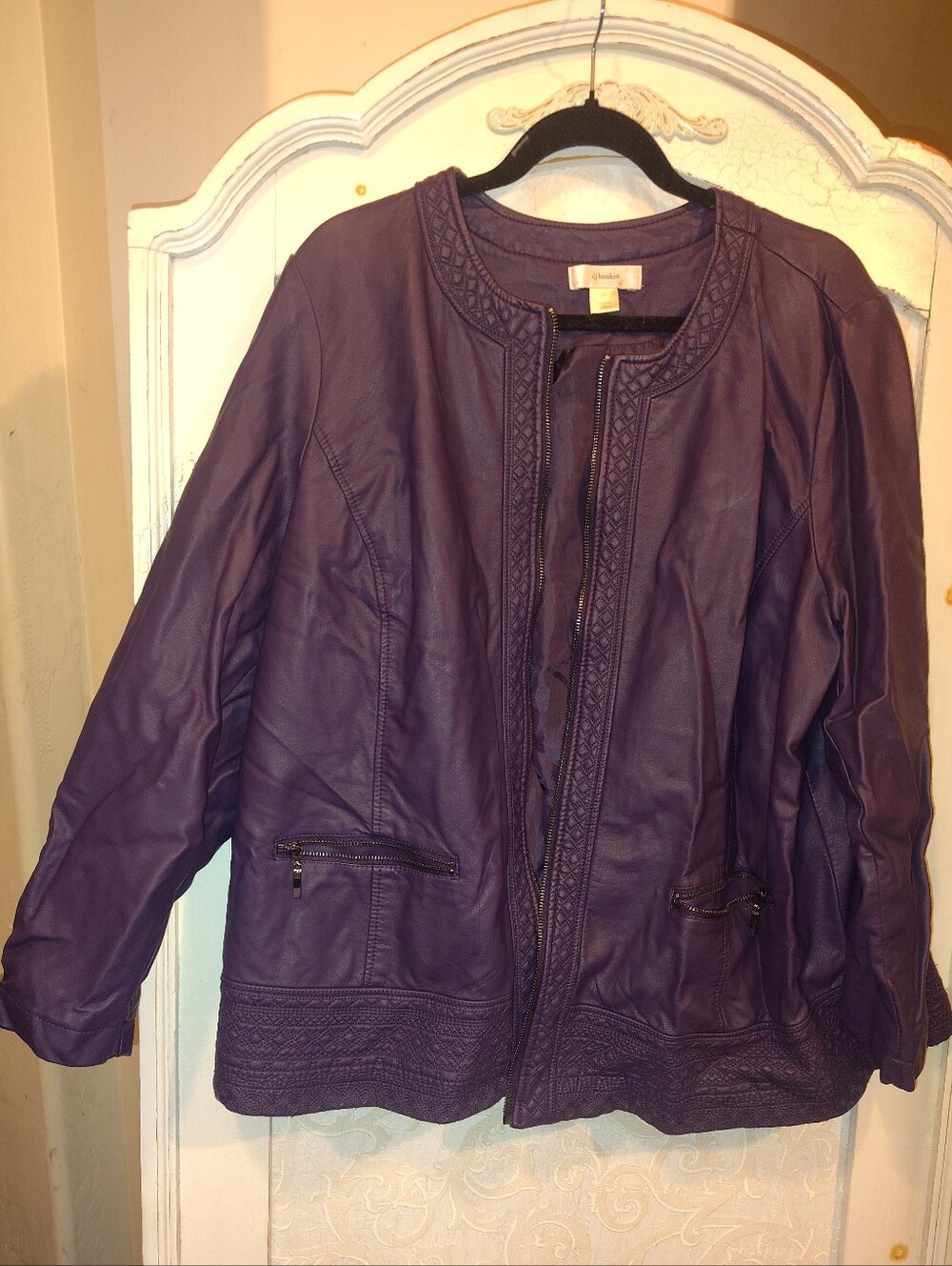 Women’s Purple Faux Leather Jacket - Unbranded